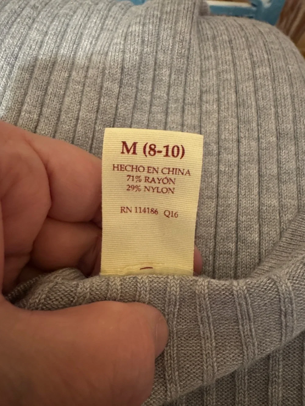 Faded Glory Light Gray Ribbed Scoop Neck Sweater - Picture 7 of 9